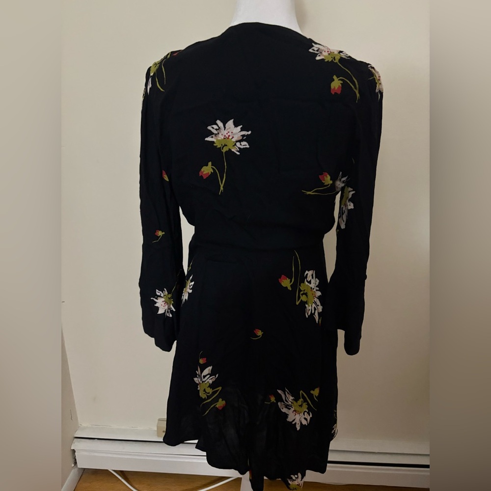 XS Free People Time On My Side Black Floral Wrap Dress - Picture 4 of 10
